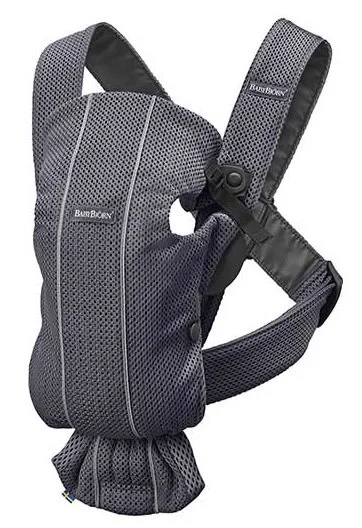 Marsupiu anatomic BabyBjorn Mini Anthracite cu pozitii multiple de purtare, 3D Mesh