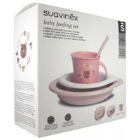 Set de veselă pentru hrănire Povești din pădure / roz Suavinex 2