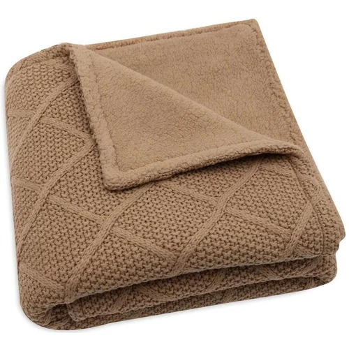 Patura tricotata Jollein 75x100cm Biscuit/Teddy Fleece