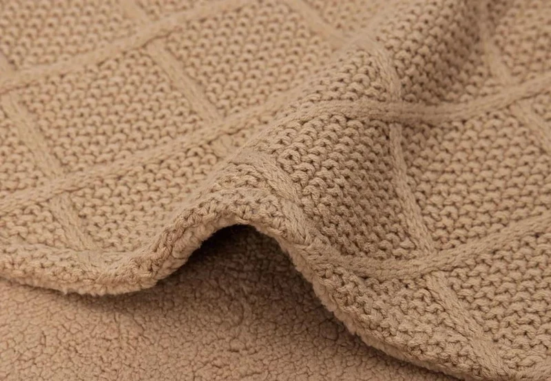 Patura tricotata Jollein 75x100cm Biscuit/Teddy Fleece 4