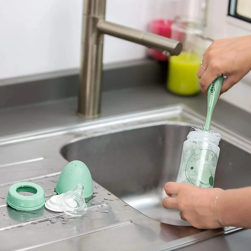 Perie 2 in 1 pentru biberoane si tetine Badabulle, Verde 2