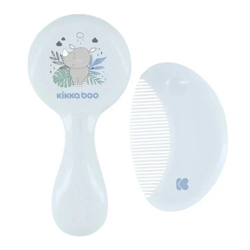 Pieptene si perie cu fire naturale KikkaBoo Savanna Blue