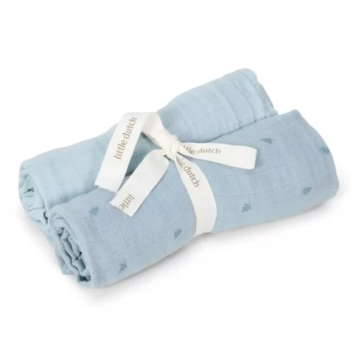 Муслиновые пелёнки из органического хлопка - набор из 2 штук - 70x70 см - Pure Denim Blue - Little Dutch