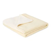 Patura tricotata din bumbac organic dublata cu plus - 110x140 cm - Pure Soft White - Little Dutch