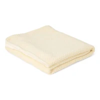Patura tricotata din bumbac organic dublata cu plus - 110x140 cm - Pure Soft White - Little Dutch 2