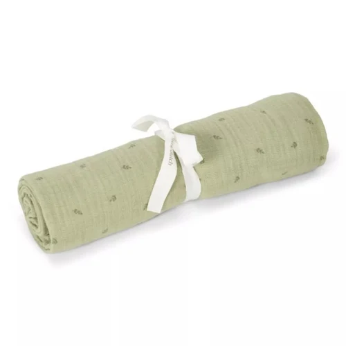 Муслиновая ткань из органического хлопка - 120x120 см - Pure Sage - Little Dutch