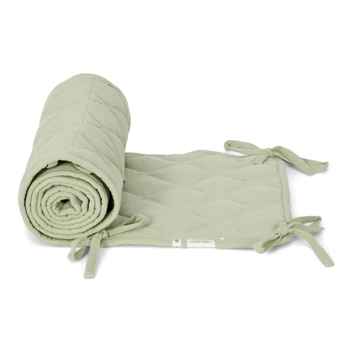 Protectie laterala pentru patut din bumbac organic - 28x180 cm - Pure Sage - Little Dutch