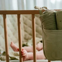 Protectie laterala pentru patut din bumbac organic - 28x180 cm - Pure Sage - Little Dutch 2
