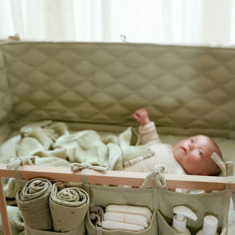 Protectie laterala pentru patut din bumbac organic - 28x180 cm - Pure Sage - Little Dutch 4