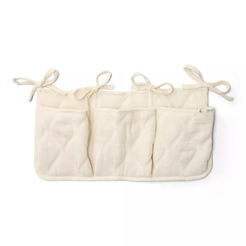 Organizator din bumbac organic pentru patut - Pure Soft White - Little Dutch