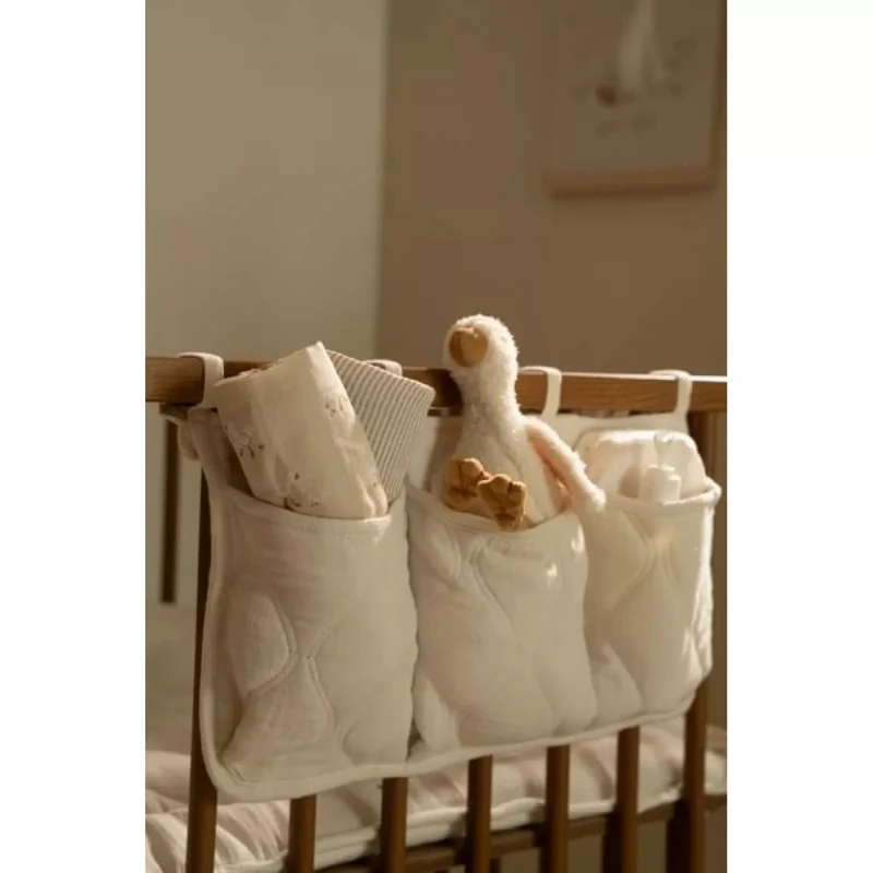 Organizator din bumbac organic pentru patut - Pure Soft White - Little Dutch 3