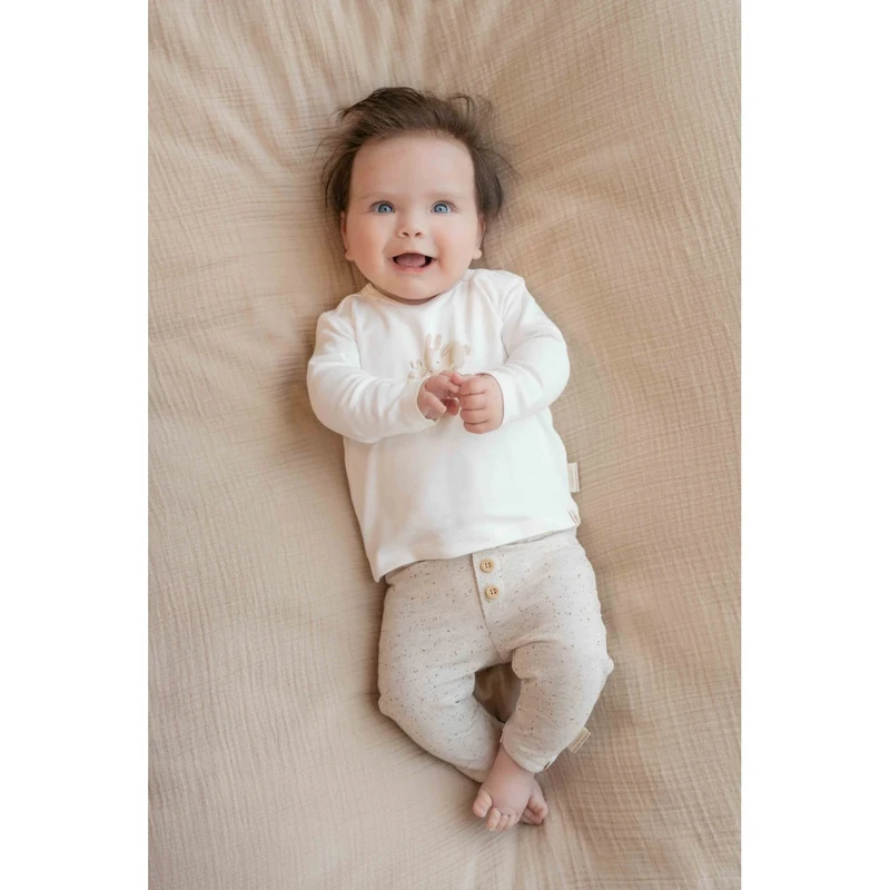 Pantaloni din bumbac organic - Nappy Sand - Little Dutch - 56 3