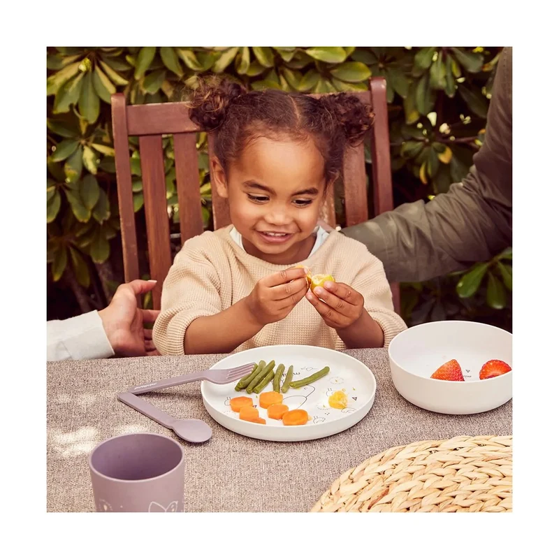 Set veselă cu 5 piese din materiale naturale Miniland Naturmeal Chick 2