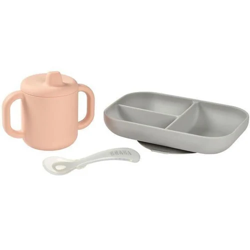 Beaba Силиконовый столовый набор с кружкой Old Pink B913527