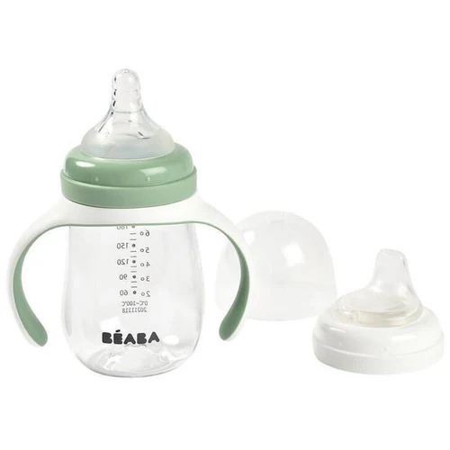 Beaba Обучающая бутылочка 2-в-1 из тритана 210 мл Sage Green B913531