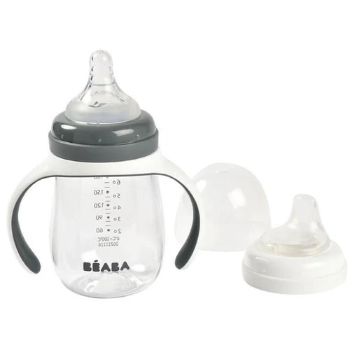 Beaba Biberon de invatare 2 in 1 din tritan 210ml Mineral Grey B913532