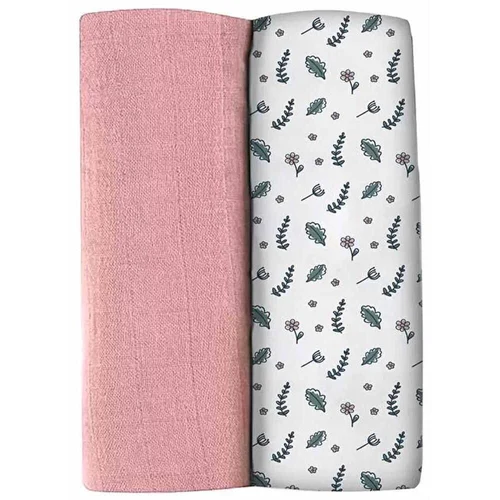 Beaba Набор из 2 хлопковых муслинов 120×120 Bridal Pink/Flowery Countryside