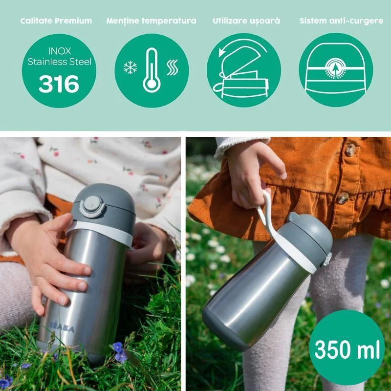 Beaba Termos inox 350ml Mineral Grey B913540 5