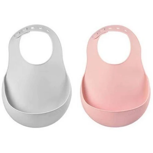Beaba Набор из 2 силиконовых слюнявчиков Old Pink/Light Grey B913510