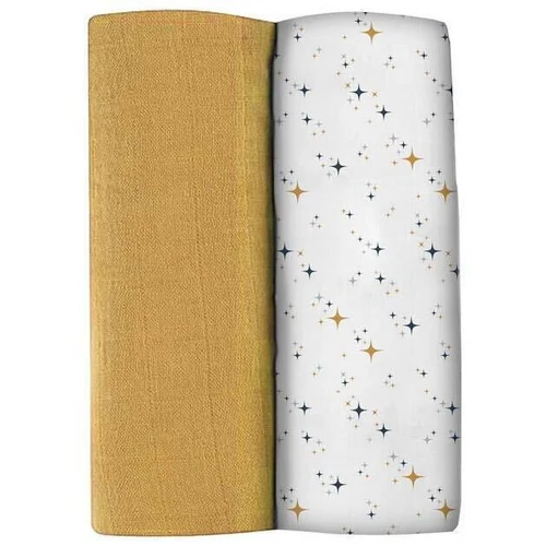 Beaba Set 2 Museline Bumbac 120/120 Yellow/Starry Night B920393