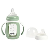 Beaba Обучающая бутылочка 2-в-1 из стекла 210 мл Sage Green B913537