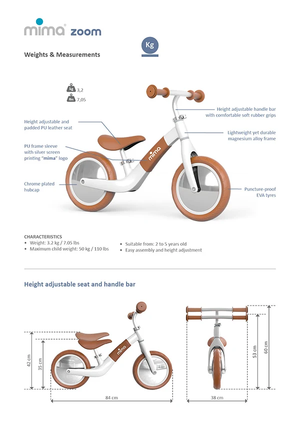Bicicleta fara pedale Mima Zoom White 3