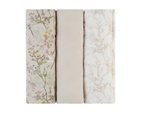 Pelinci de muselina KikkaBoo Secret Garden Beige, 100*100 cm, 3 buc