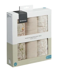 Pelinci de muselina KikkaBoo Secret Garden Beige, 100*100 cm, 3 buc 2