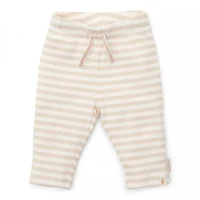 Pantaloni din bumbac organic - Stripe Sand/White - Marime 50 - Little Dutch