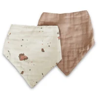 Baveta bandana din muselina de bumbac organic Villads - set 2 bucati - Unicorn/Rose Dust - Nuuroo