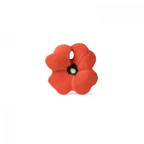 Jucarie de dentitie din cauciuc natural mini - Pop the Poppy - Oli & Carol
