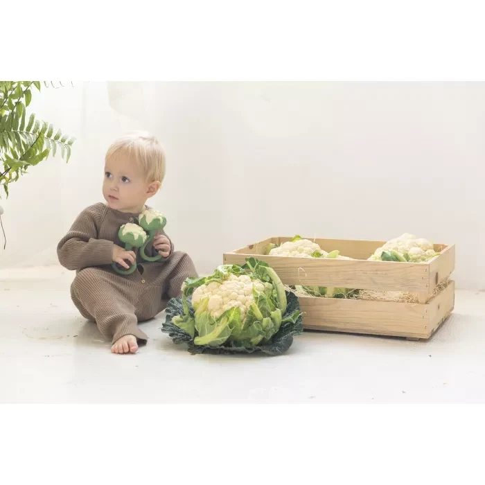 Jucarie zornaitoare de dentitie din cauciuc natural - Cauliflower - Oli & Carol 3