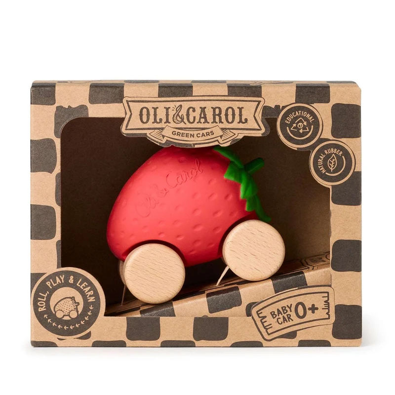 Jucarie din cauciuc natural masinuta - Sweetie the Strawberry - Oli & Carol 3
