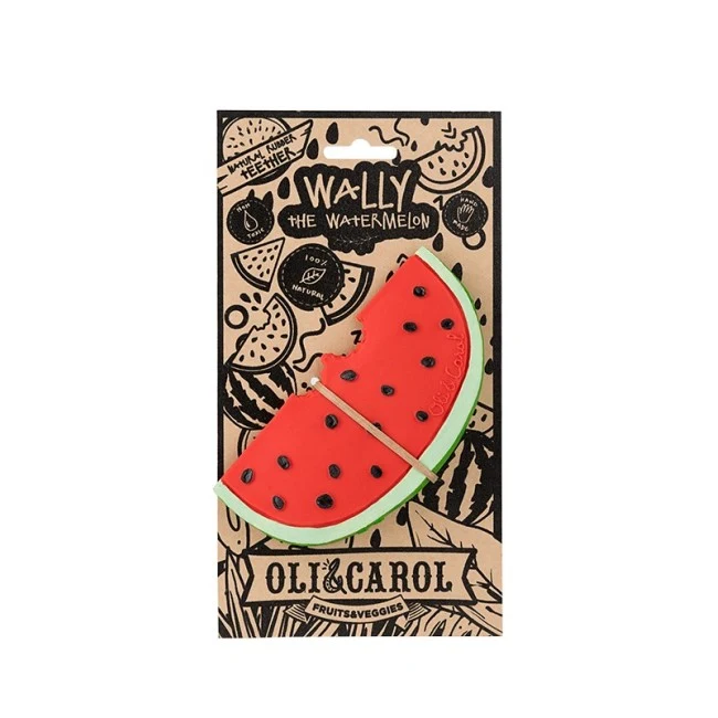 Jucarie de dentitie din cauciuc natural - Wally the Wattermelon - Oli & Carol 4