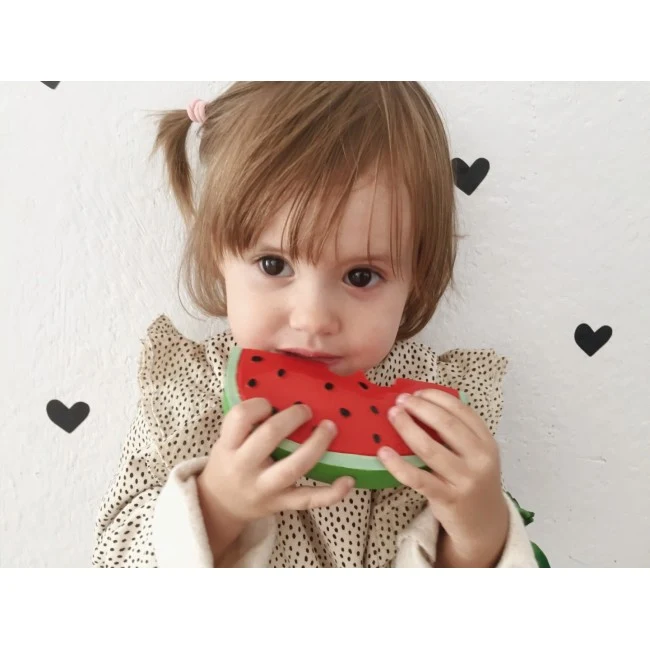 Jucarie de dentitie din cauciuc natural - Wally the Wattermelon - Oli & Carol 3