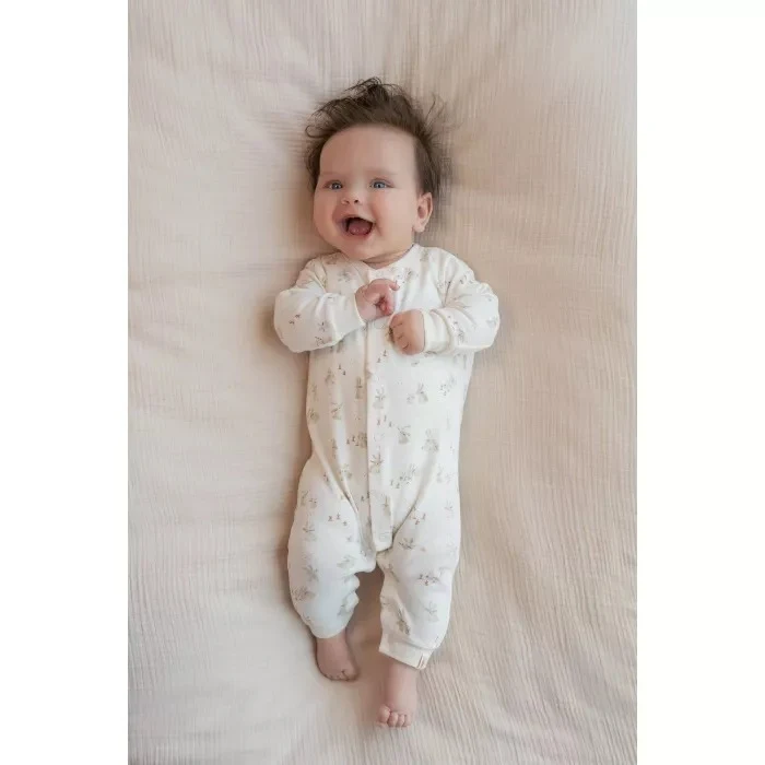 Salopeta din bumbac organic print complet - Baby Bunny - Marime 44 - Little Dutch 4