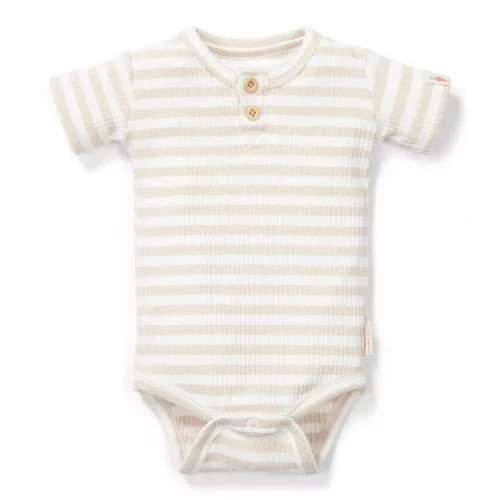 Боди с коротким рукавом из органического хлопка — Stripe Sand/White — размер 44 — Little Dutch