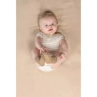 Боди с коротким рукавом из органического хлопка — Stripe Sand/White — размер 44 — Little Dutch 3