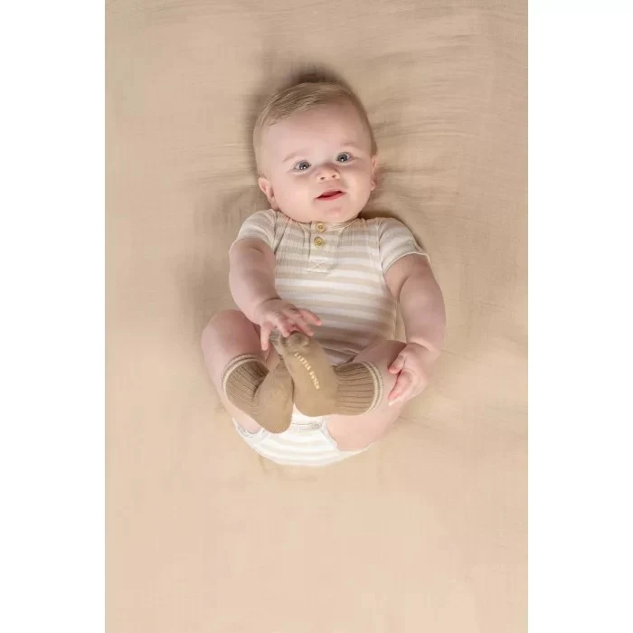 Боди с коротким рукавом из органического хлопка — Stripe Sand/White — размер 44 — Little Dutch 3