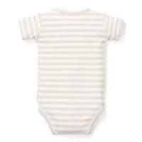 Боди с коротким рукавом из органического хлопка — Stripe Sand/White — размер 44 — Little Dutch 2