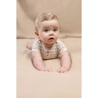 Боди с коротким рукавом из органического хлопка — Stripe Sand/White — размер 44 — Little Dutch 4