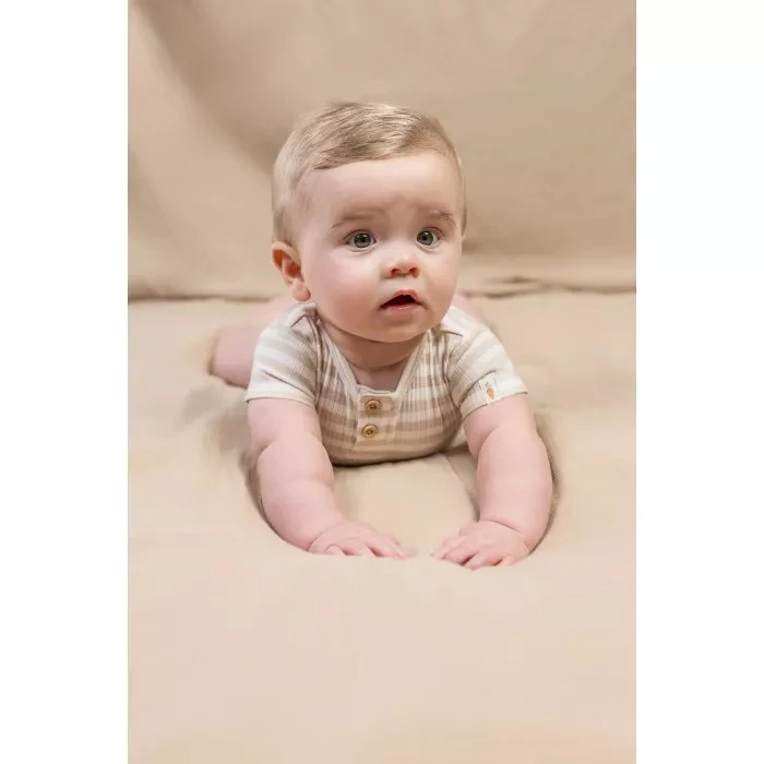 Боди с коротким рукавом из органического хлопка — Stripe Sand/White — размер 44 — Little Dutch 4