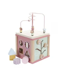 Jucarie din lemn FSC - Cub cu Activitati - Wild Flowers - Little Dutch