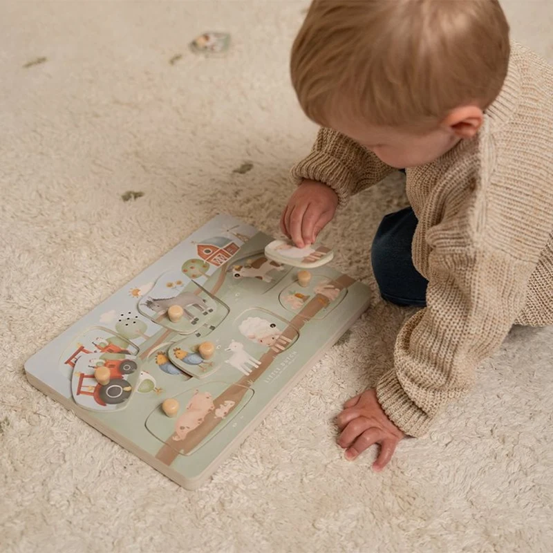 Puzzle din lemn FSC cu sunete - Little Farm - Little Dutch LD7140 2