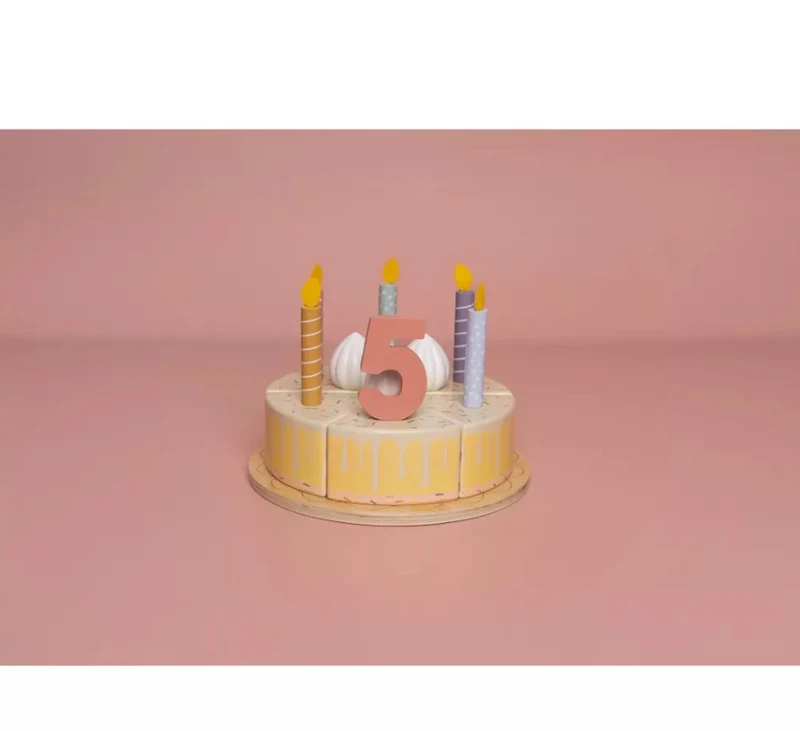 Tort aniversar cu decoratiuni pentru 1-5 ani - Roz - Little Dutch 2