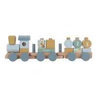Trenulet din lemn  FSC pentru stivuire - Ocean Blue - Little Dutch