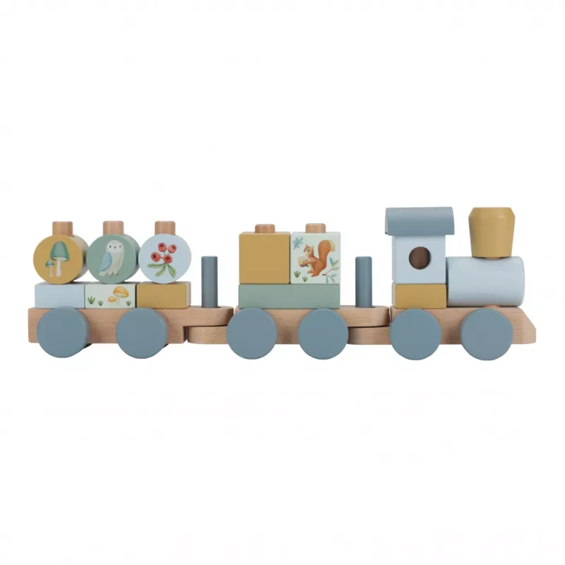 Trenulet din lemn  FSC pentru stivuire - Ocean Blue - Little Dutch 2