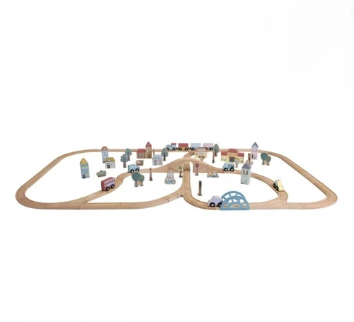 Set de sine de tren din lemn cu 108 piese - Little Railway Collection - Little Dutch