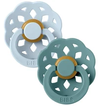 BIBS Набор из 2 круглых латексных сосок-пустышек BIBS Boheme Baby Blue/Island Sea 0–6 месяцев - BIBS