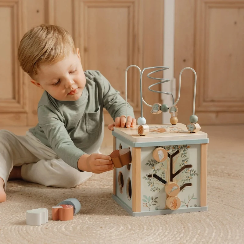 Jucarie din lemn FSC - Cub cu Activitati - Forest Friends - Little Dutch 5